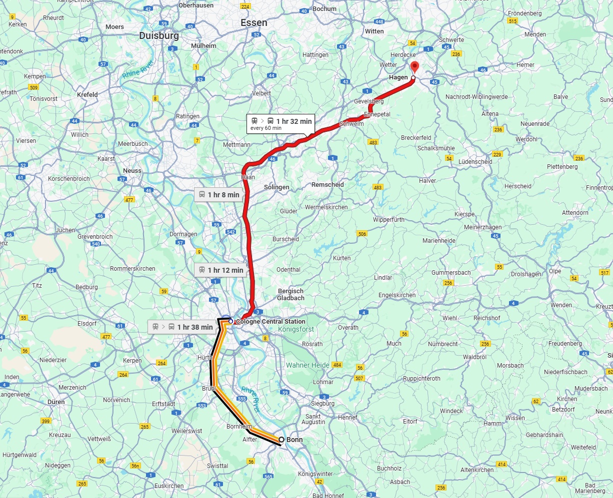 Anreise von Bonn Zu Hagen Über 