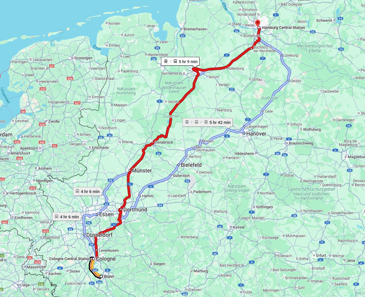 Anreise von Bonn Zu Hamburg Über 
