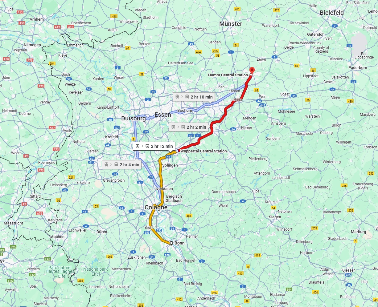 Anreise von Bonn Zu Hamm Über 