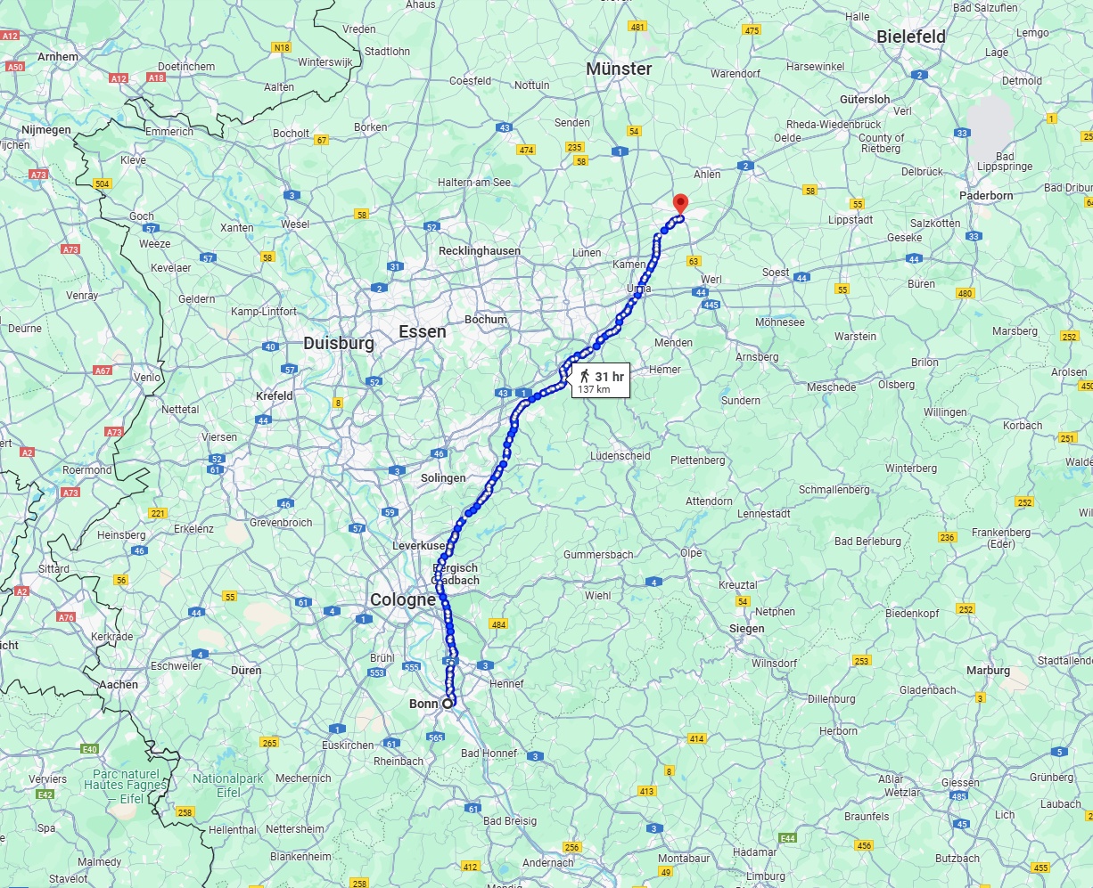 Anreise von Bonn Zu Hamm Über 