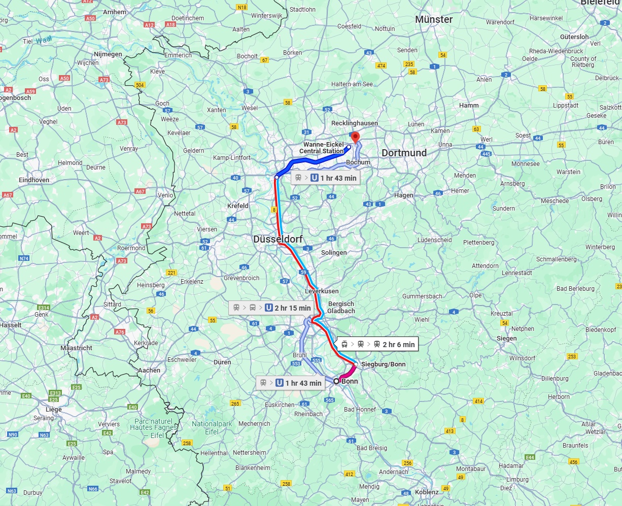 Anreise von Bonn Zu Herne Über 