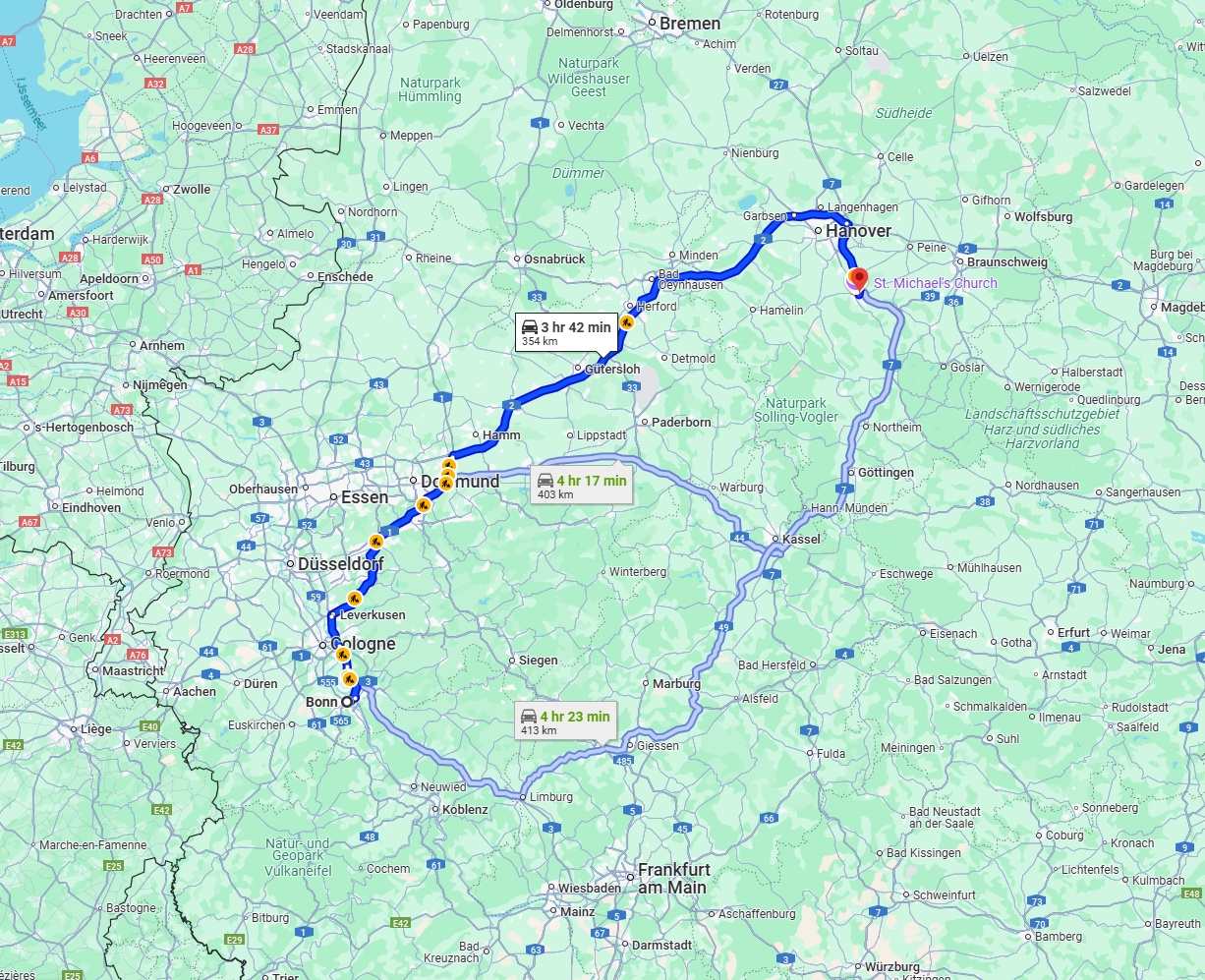 Anreise von Bonn Zu Hildesheim Über via A2