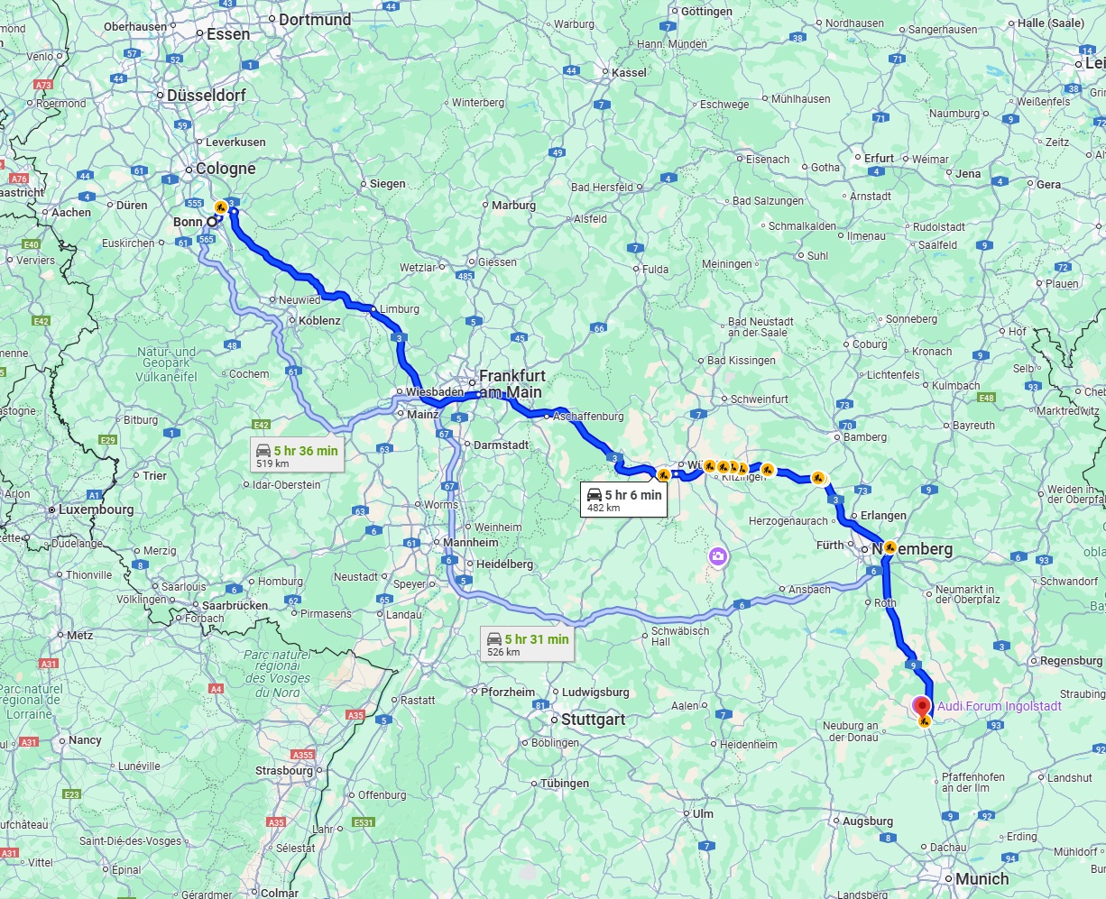Anreise von Bonn Zu Ingolstadt Über via A3