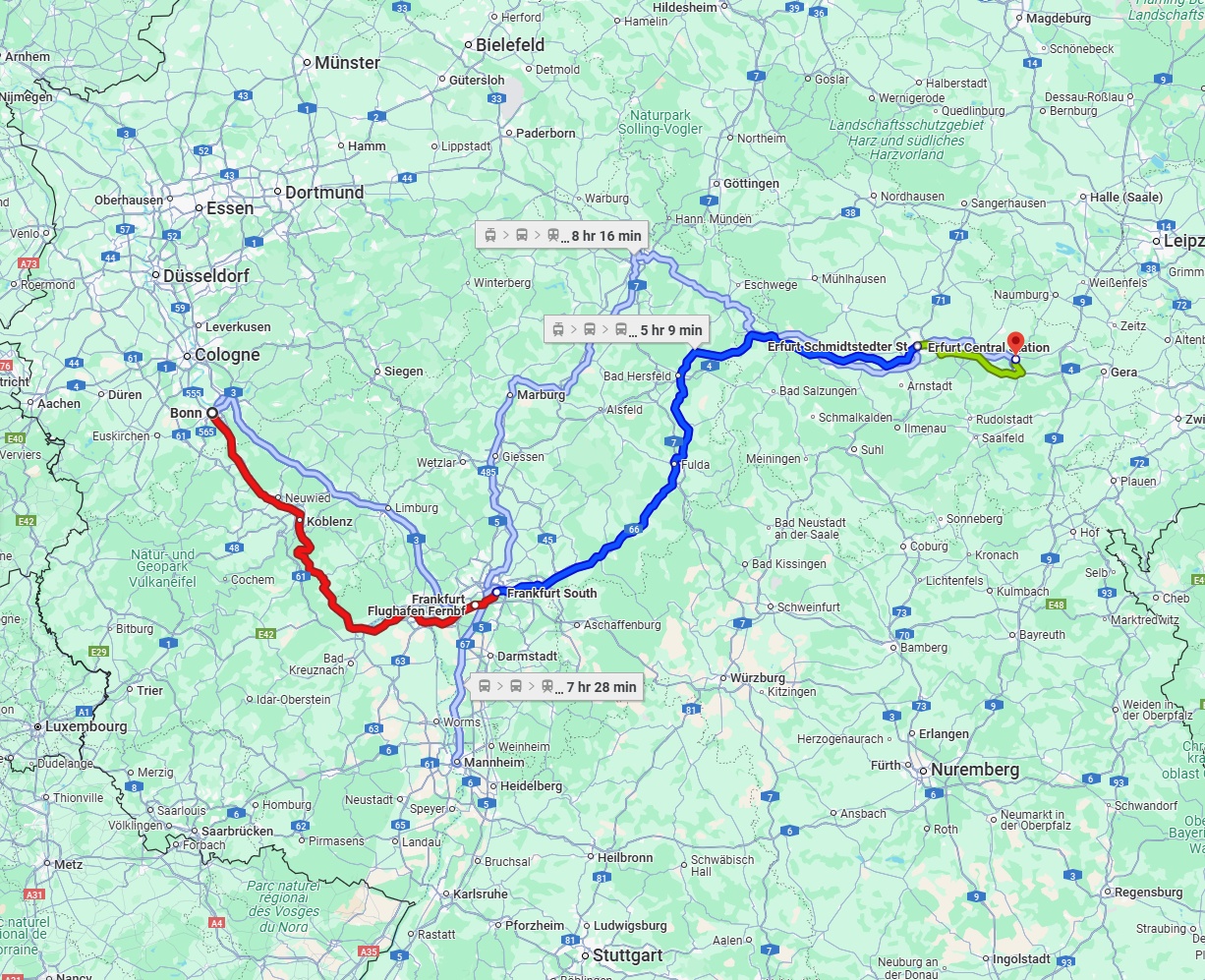 Anreise von Bonn Zu Jena Über 