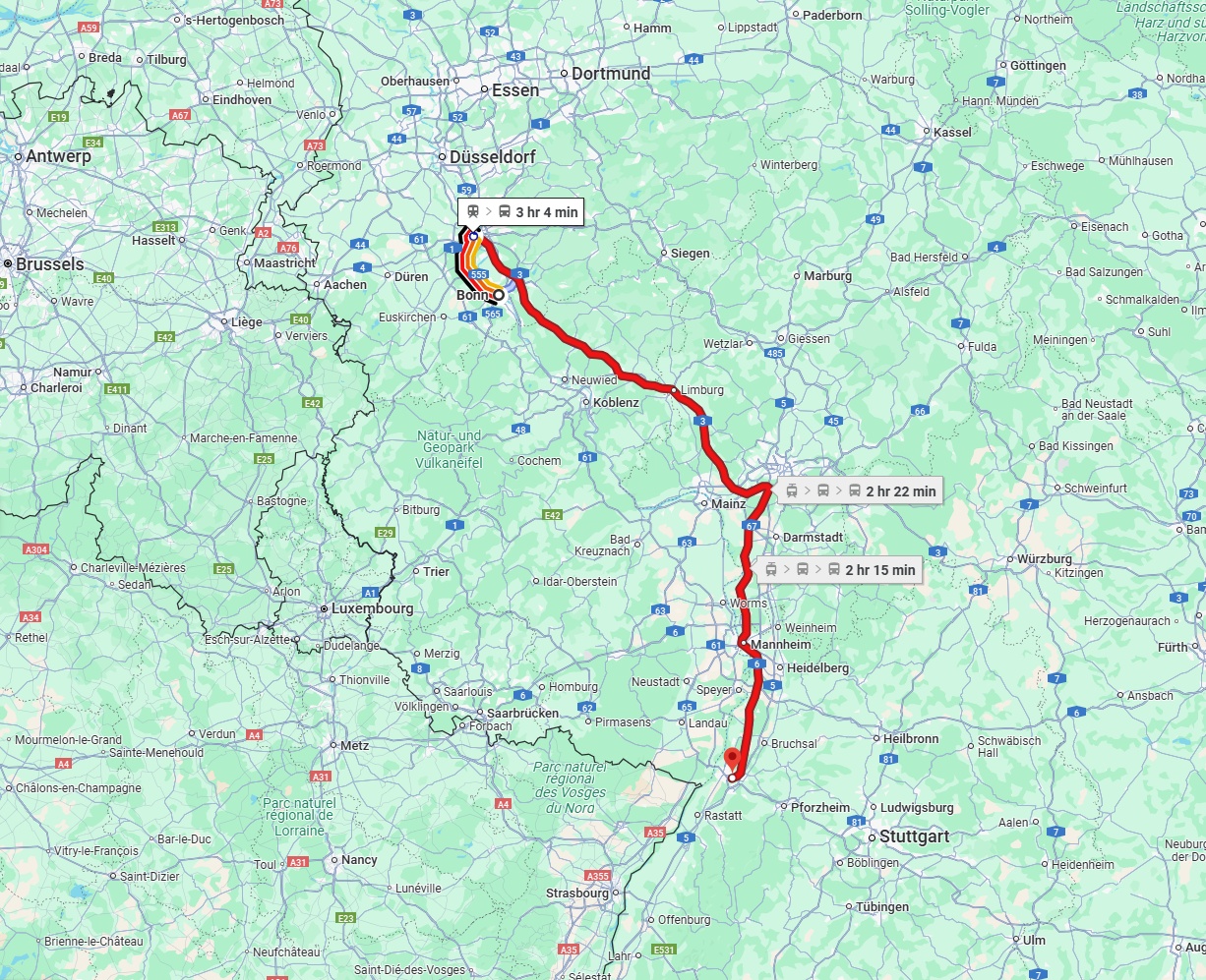 Anreise von Bonn Zu Karlsruhe Über 