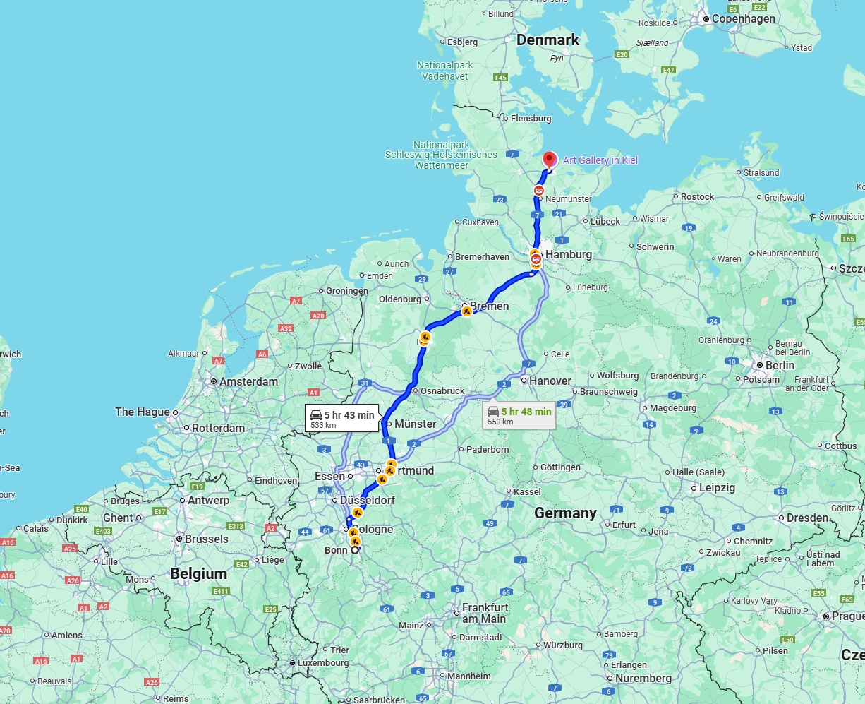 Anreise von Bonn Zu Kiel Über via A1
