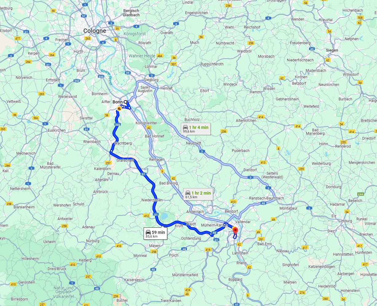 Anreise von Bonn Zu Koblenz Über via A61