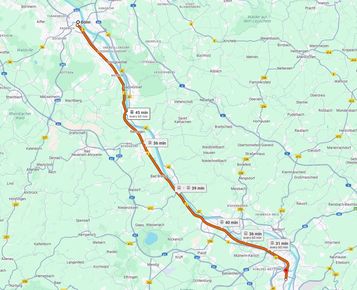 Anreise von Bonn Zu Koblenz Über 