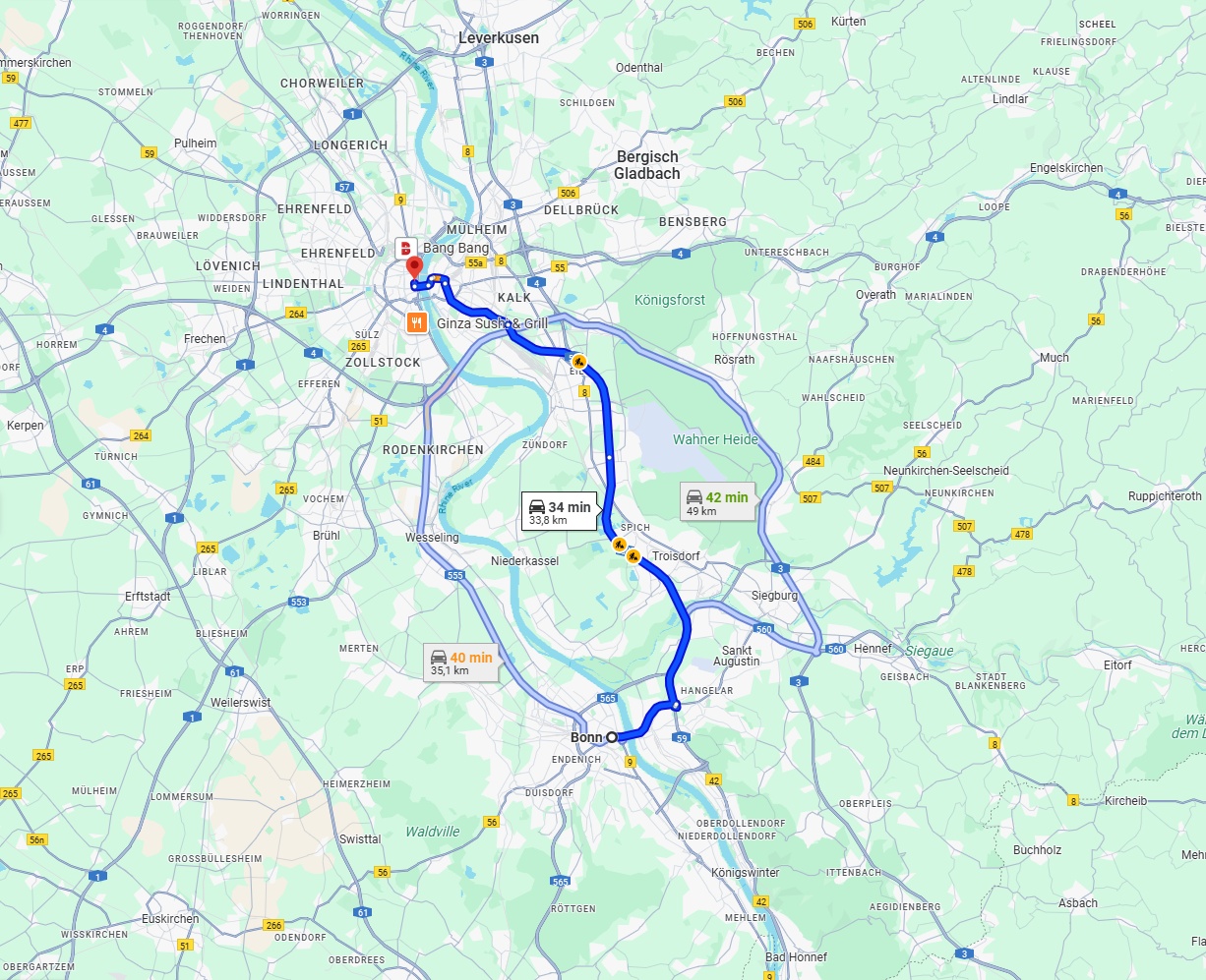 Anreise von Bonn Zu Köln Über via A59