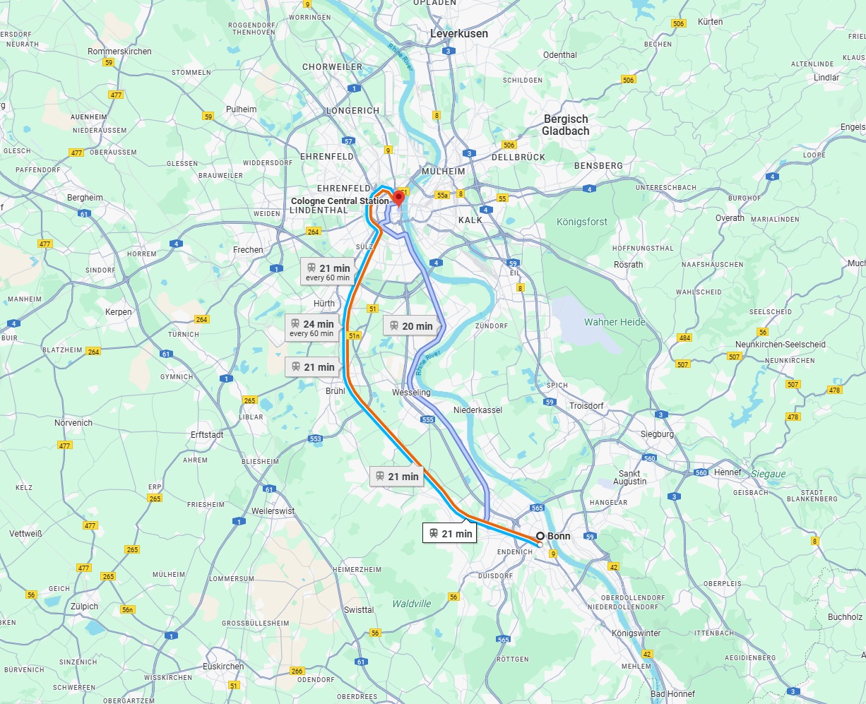 Anreise von Bonn Zu Köln Über 