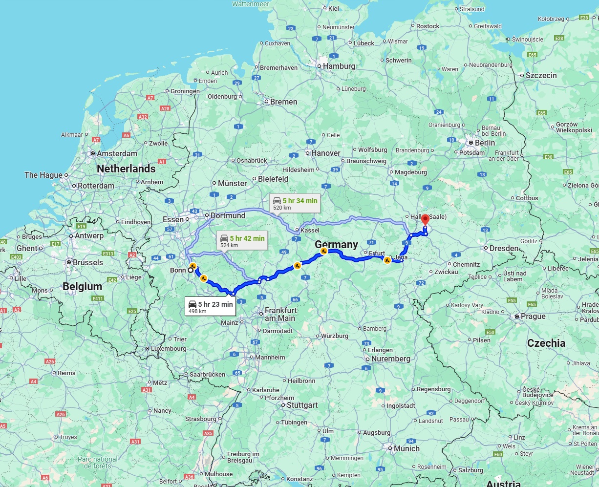 Anreise von Bonn Zu Leipzig Über via A4
