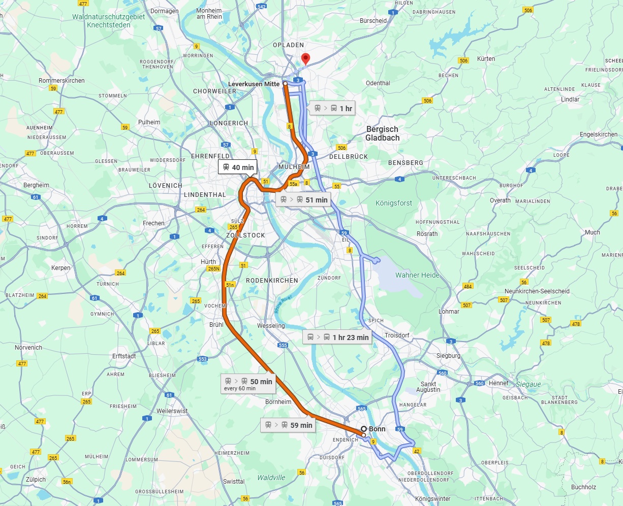 Anreise von Bonn Zu Leverkusen Über 
