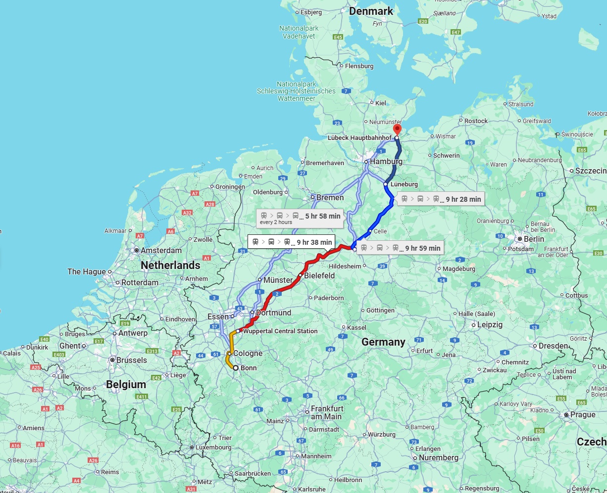 Anreise von Bonn Zu Lübeck Über 