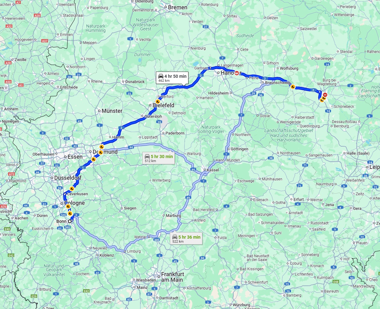 Anreise von Bonn Zu Magdeburg Über via A2