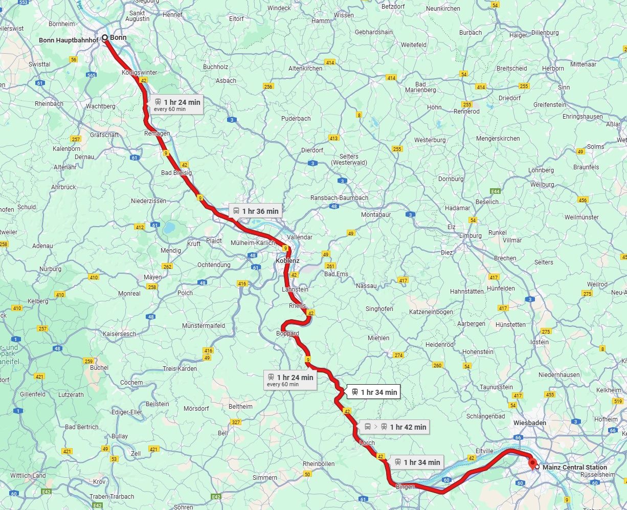 Anreise von Bonn Zu Mainz Über 