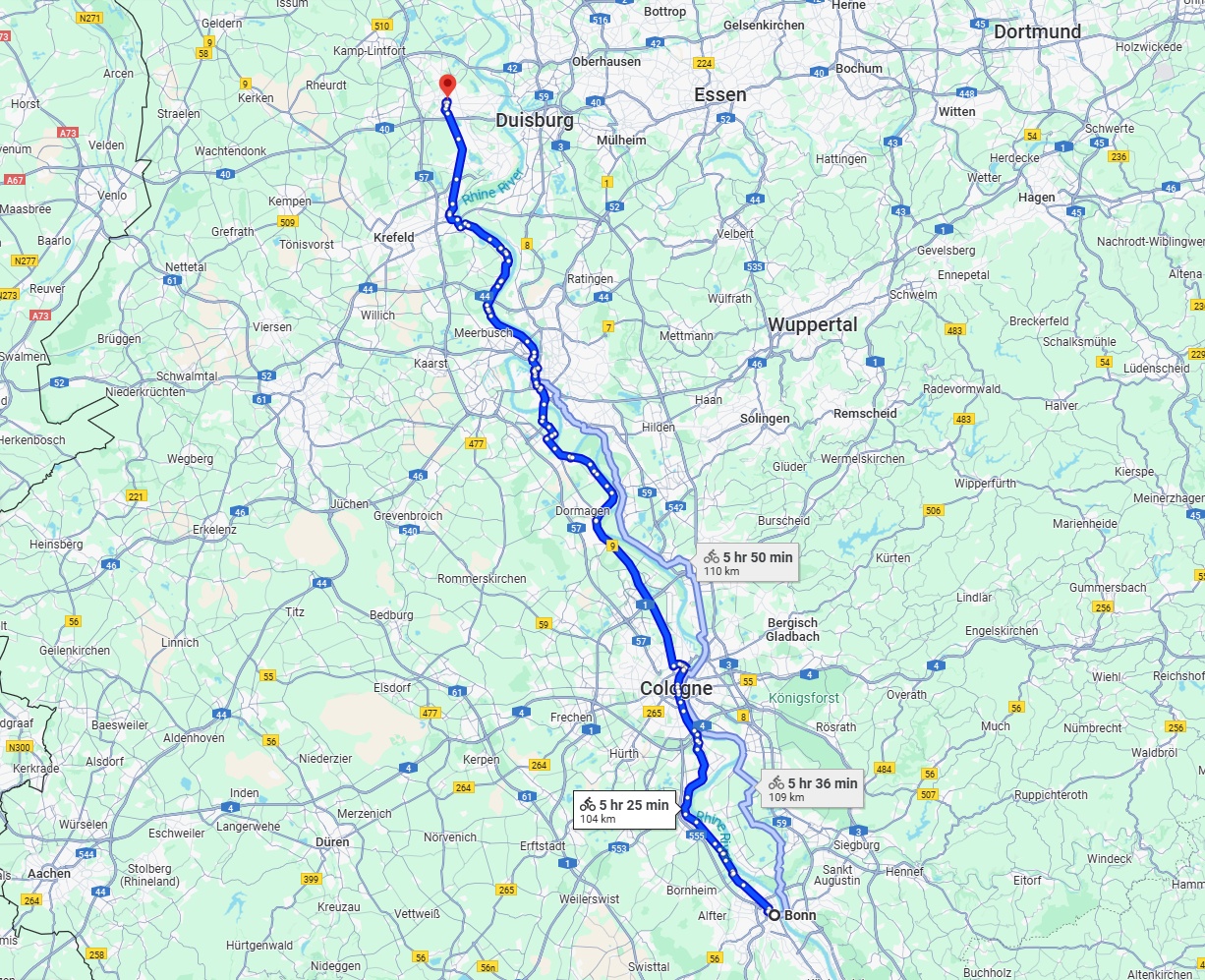 Anreise von Bonn Zu Moers Über 