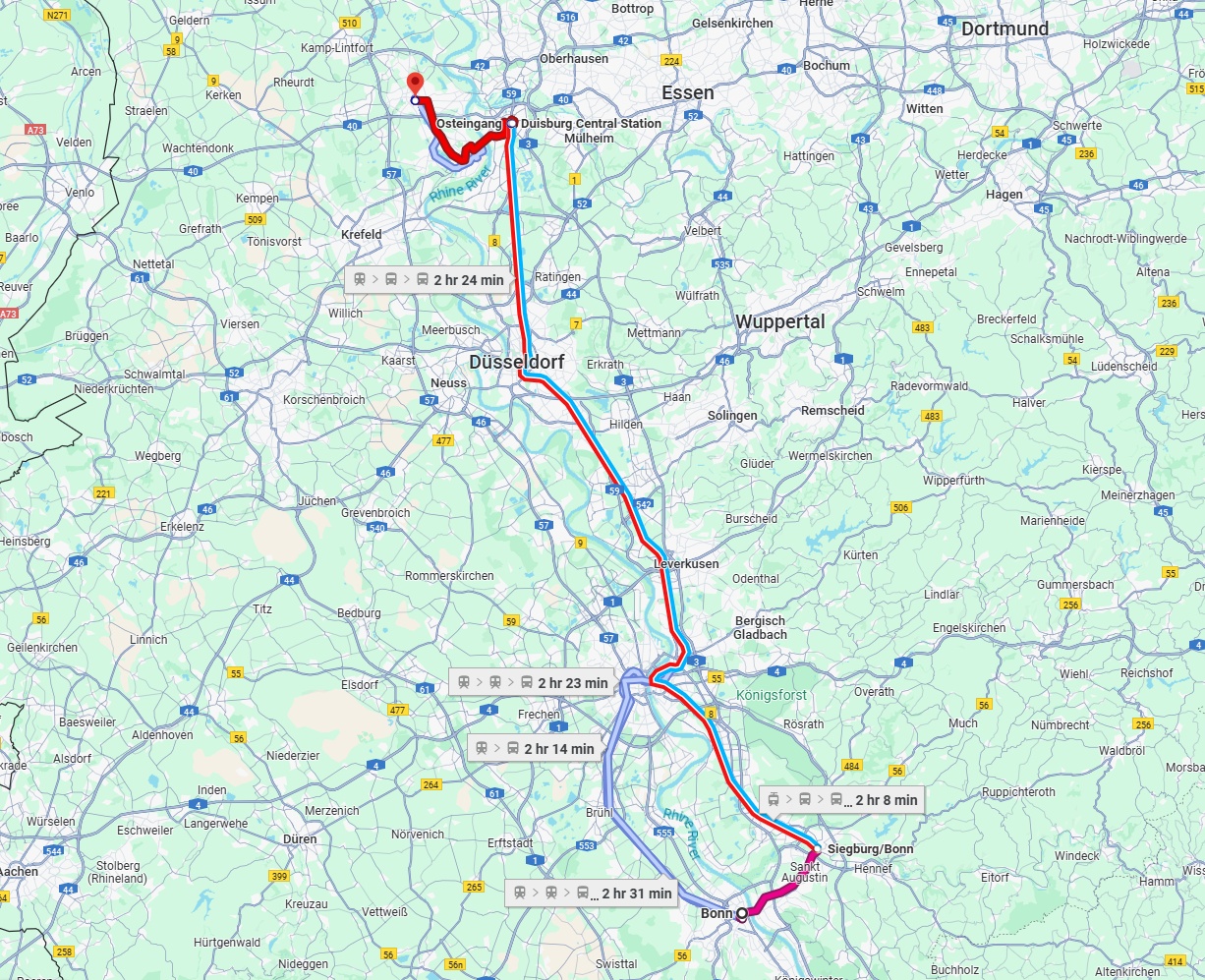 Anreise von Bonn Zu Moers Über 