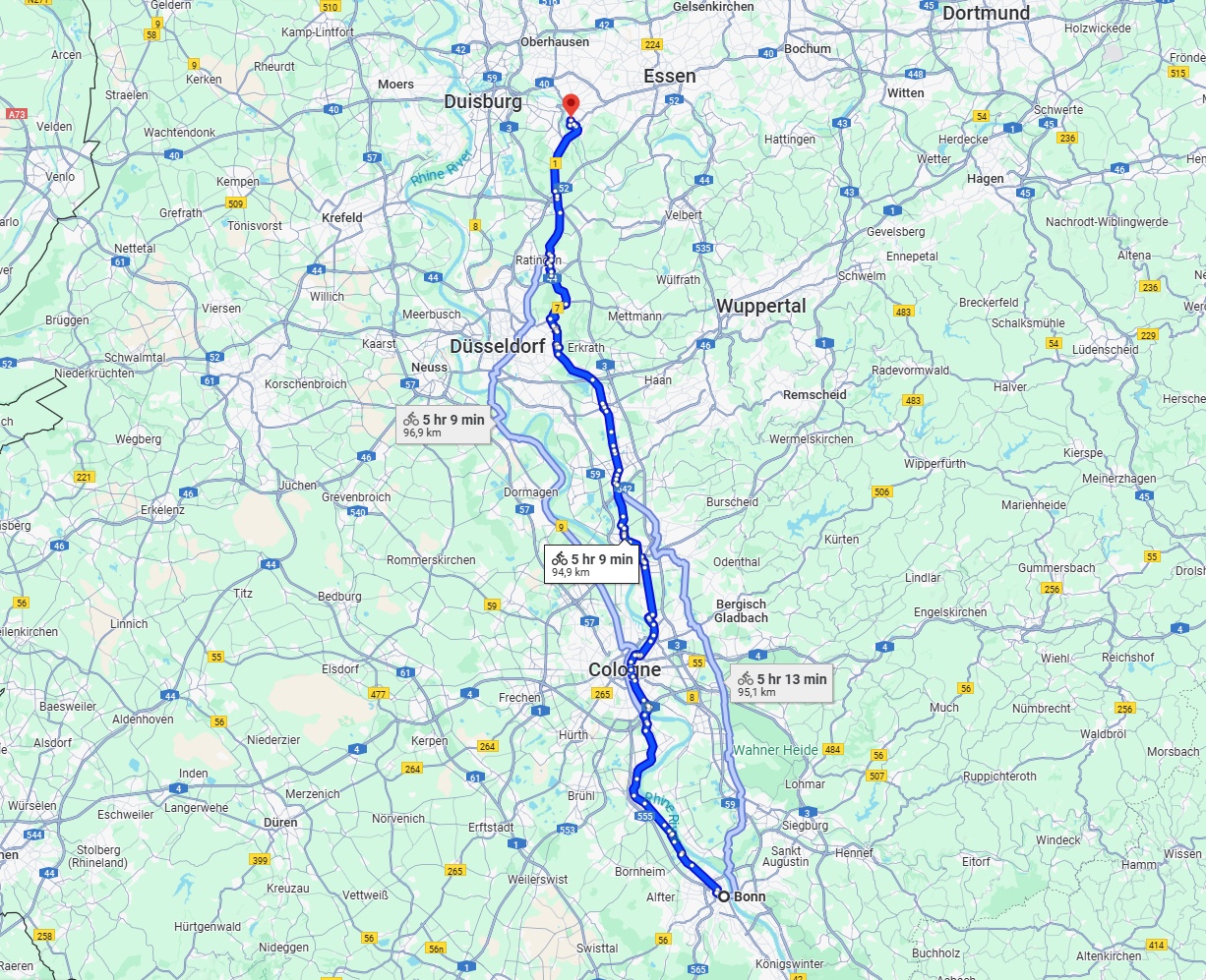Anreise von Bonn Zu Mülheim an der Ruhr Über 