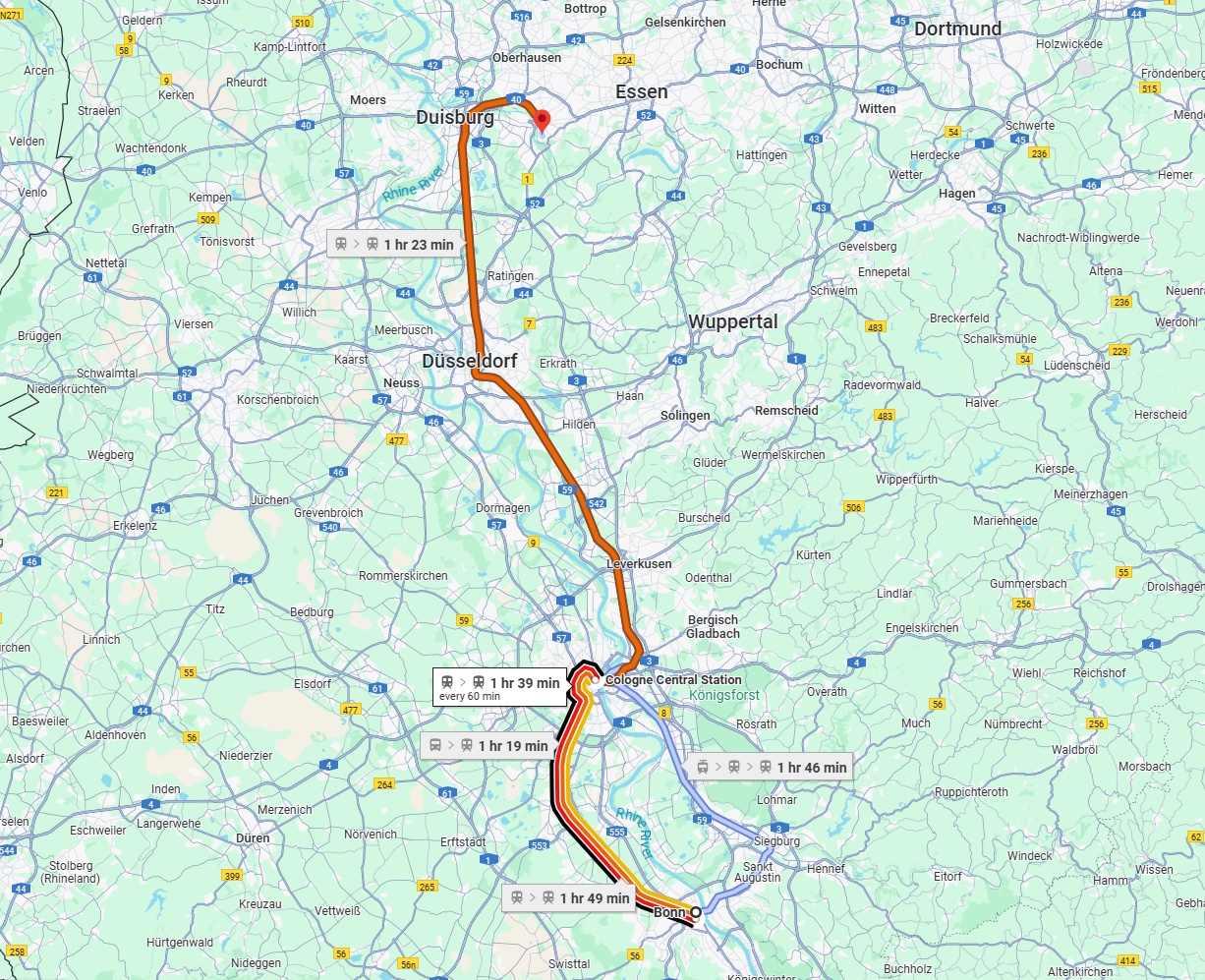 Anreise von Bonn Zu Mülheim an der Ruhr Über 