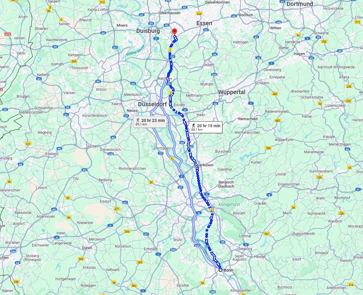 Anreise von Bonn Zu Mülheim an der Ruhr Über 