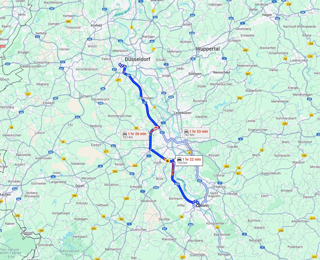 Anreise von Bonn Zu Neuss Über via A57