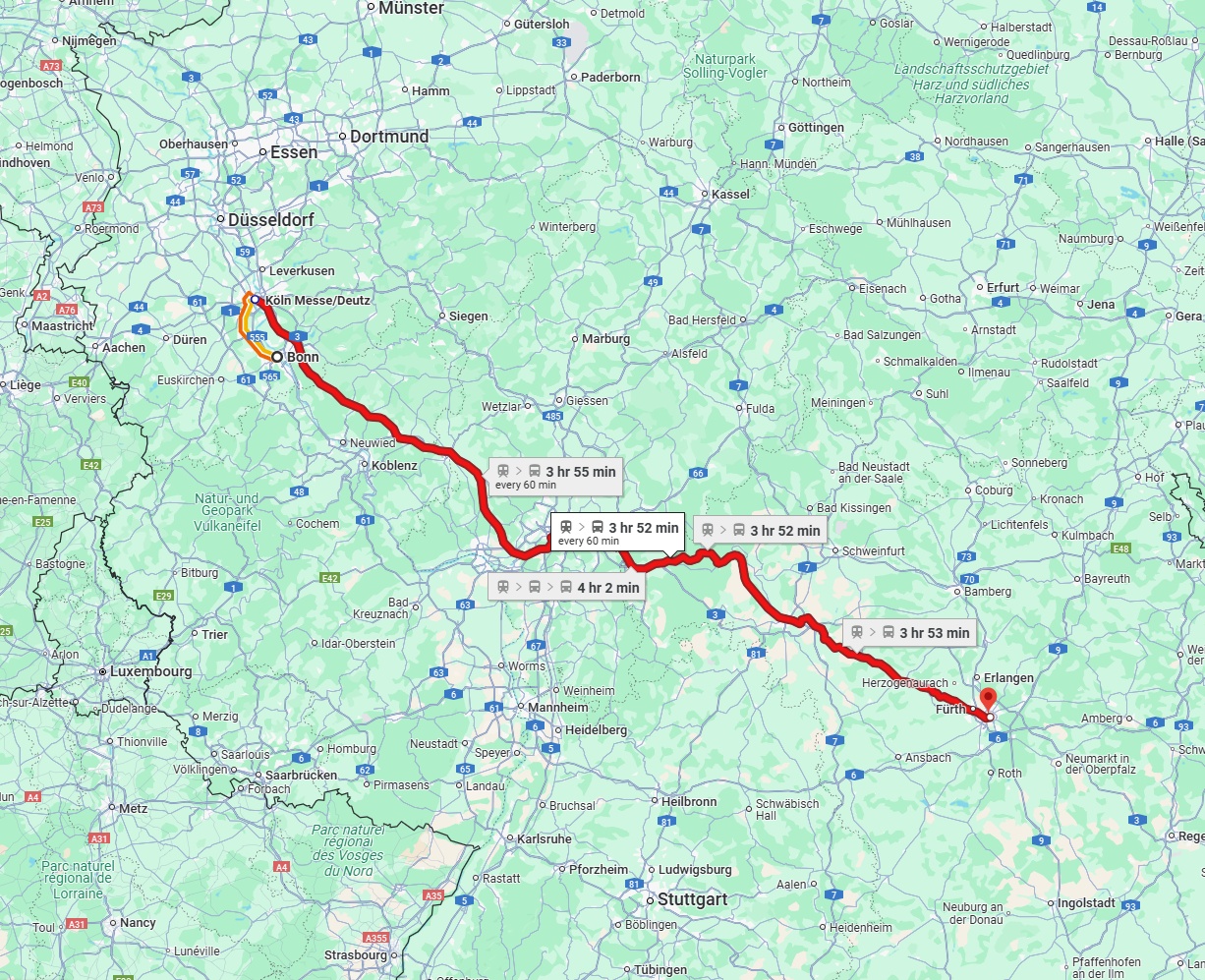 Anreise von Bonn Zu Nürnberg Über 