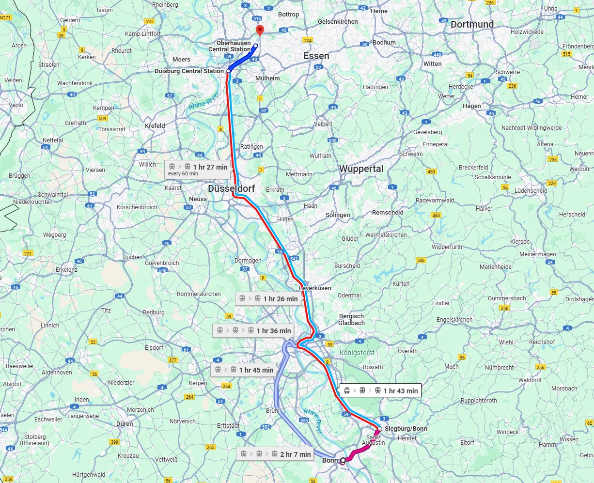 Anreise von Bonn Zu Oberhausen Über 