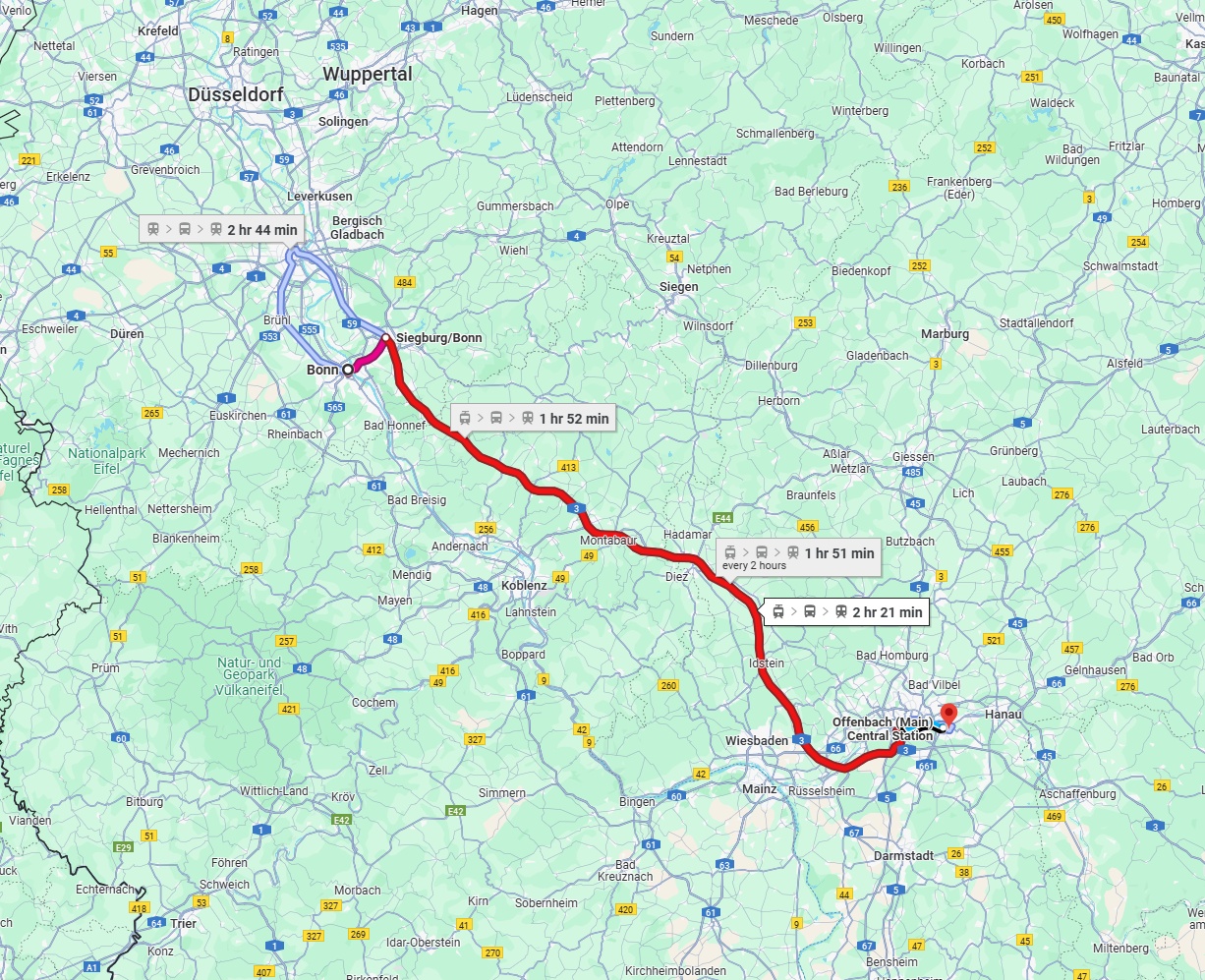 Anreise von Bonn Zu Offenbach am Main Über 