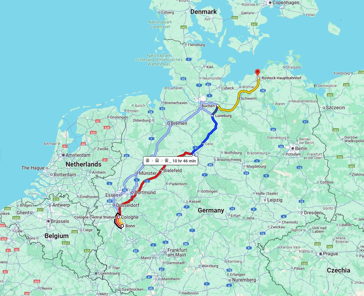 Anreise von Bonn Zu Rostock Über 