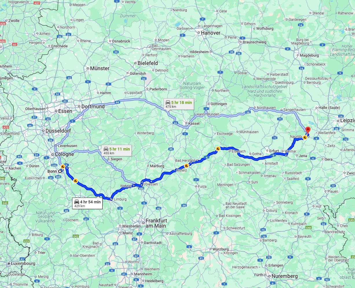 Anreise von Bonn Zu Saale Über via A4