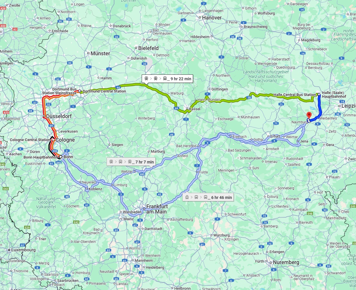 Anreise von Bonn Zu Saale Über 