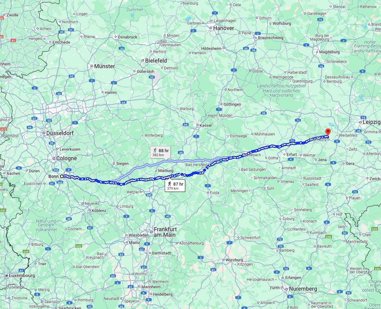 Anreise von Bonn Zu Saale Über 