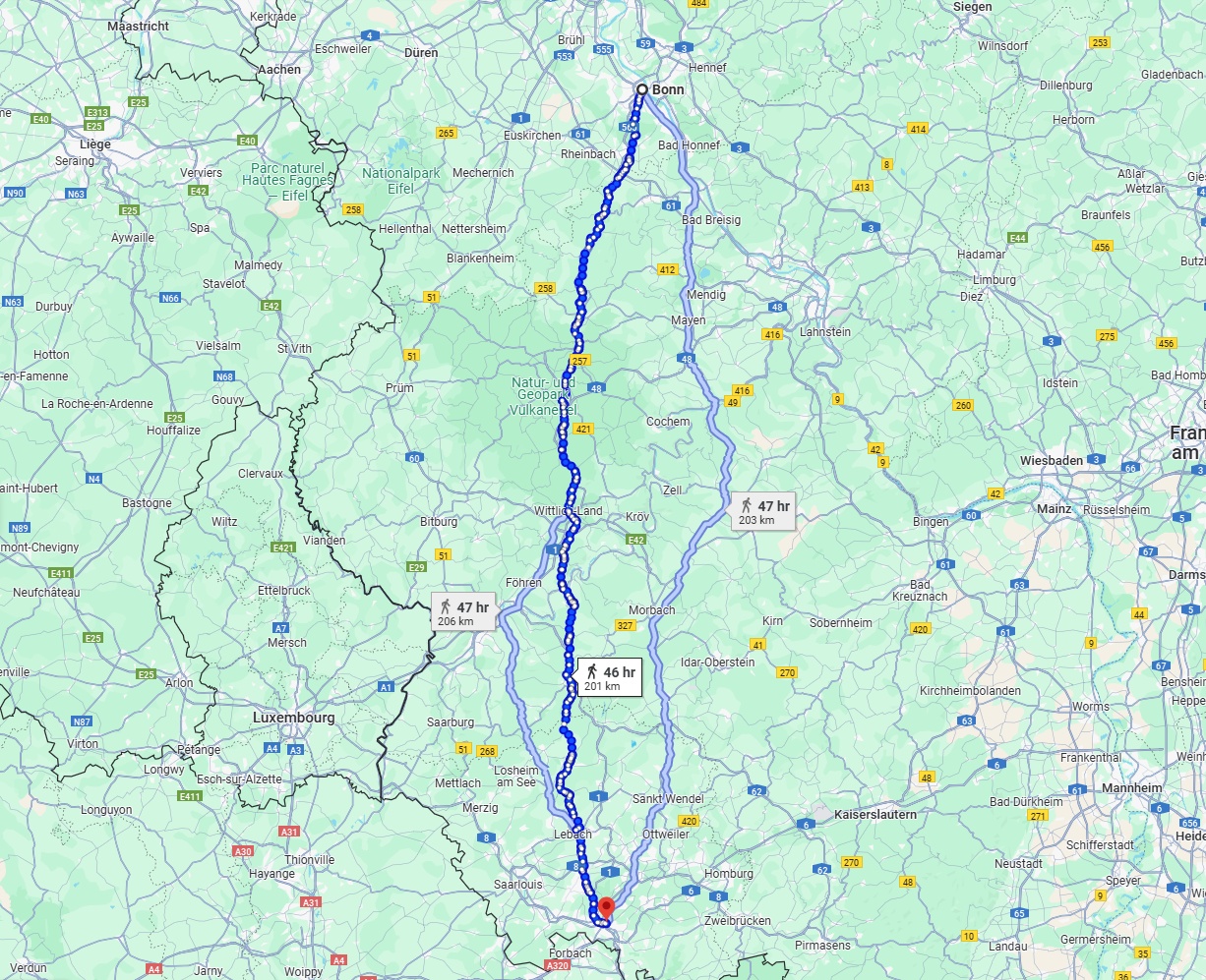 Anreise von Bonn Zu Saarbrücken Über 