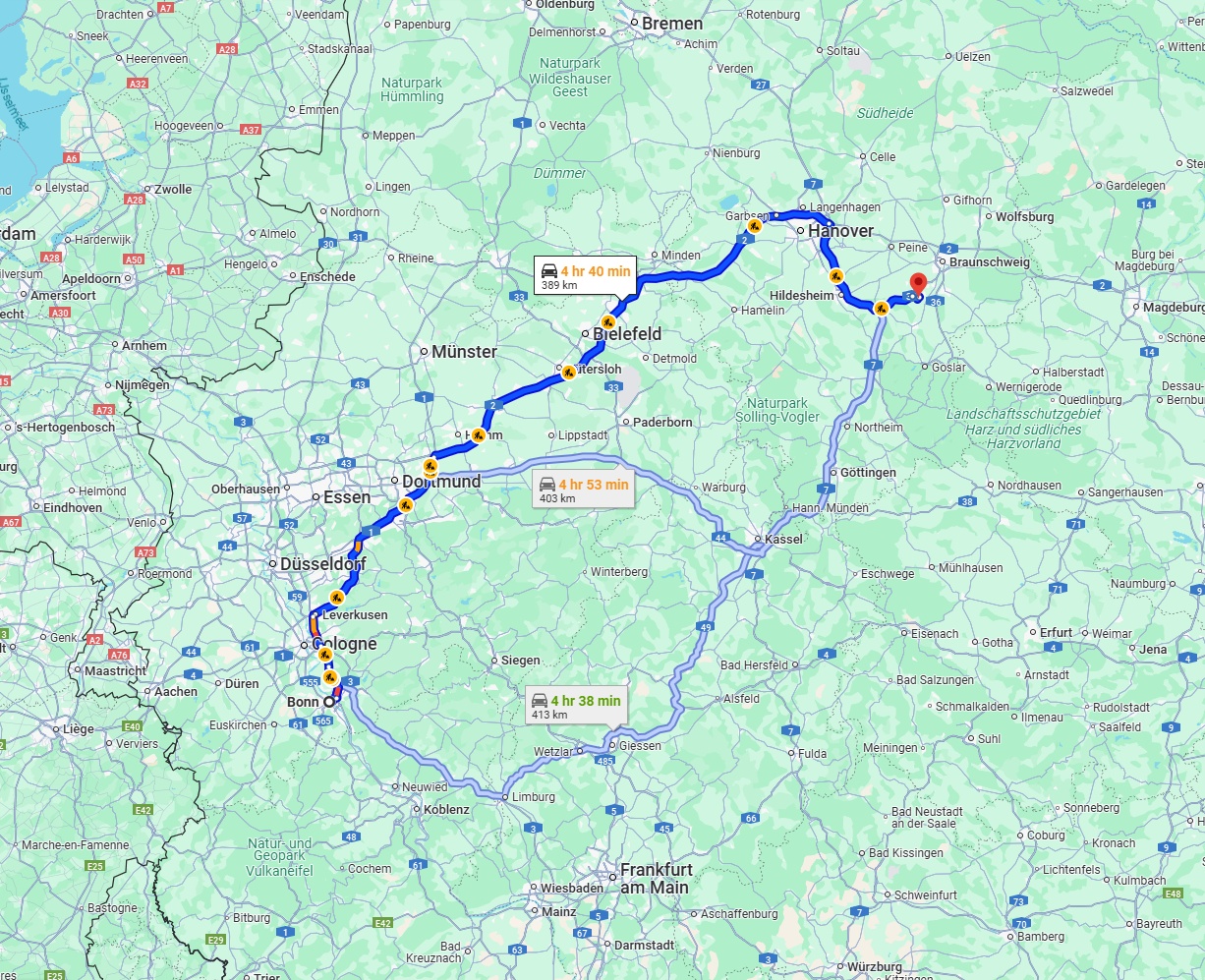 Anreise von Bonn Zu Salzgitter Über via A2