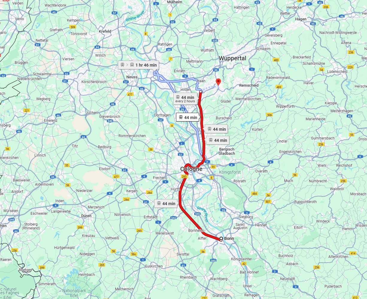 Anreise von Bonn Zu Solingen Über 
