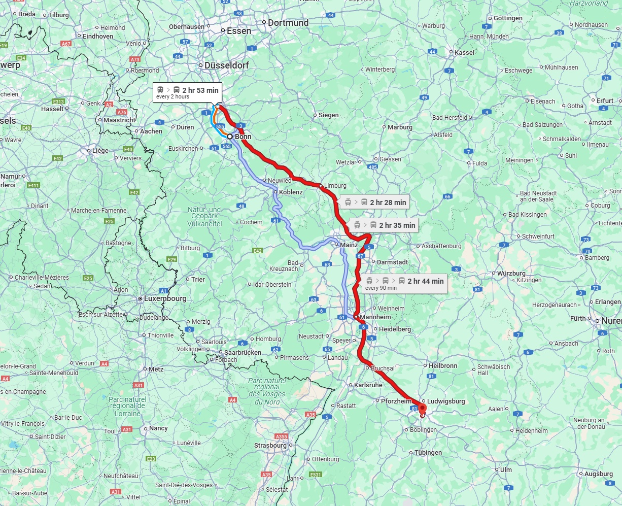 Anreise von Bonn Zu Stuttgart Über 