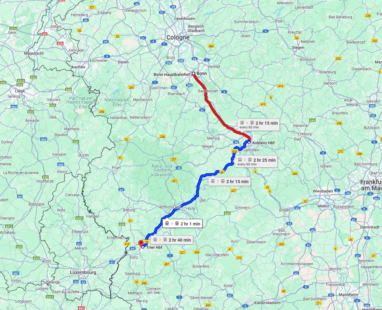 Anreise von Bonn Zu Trier Über 