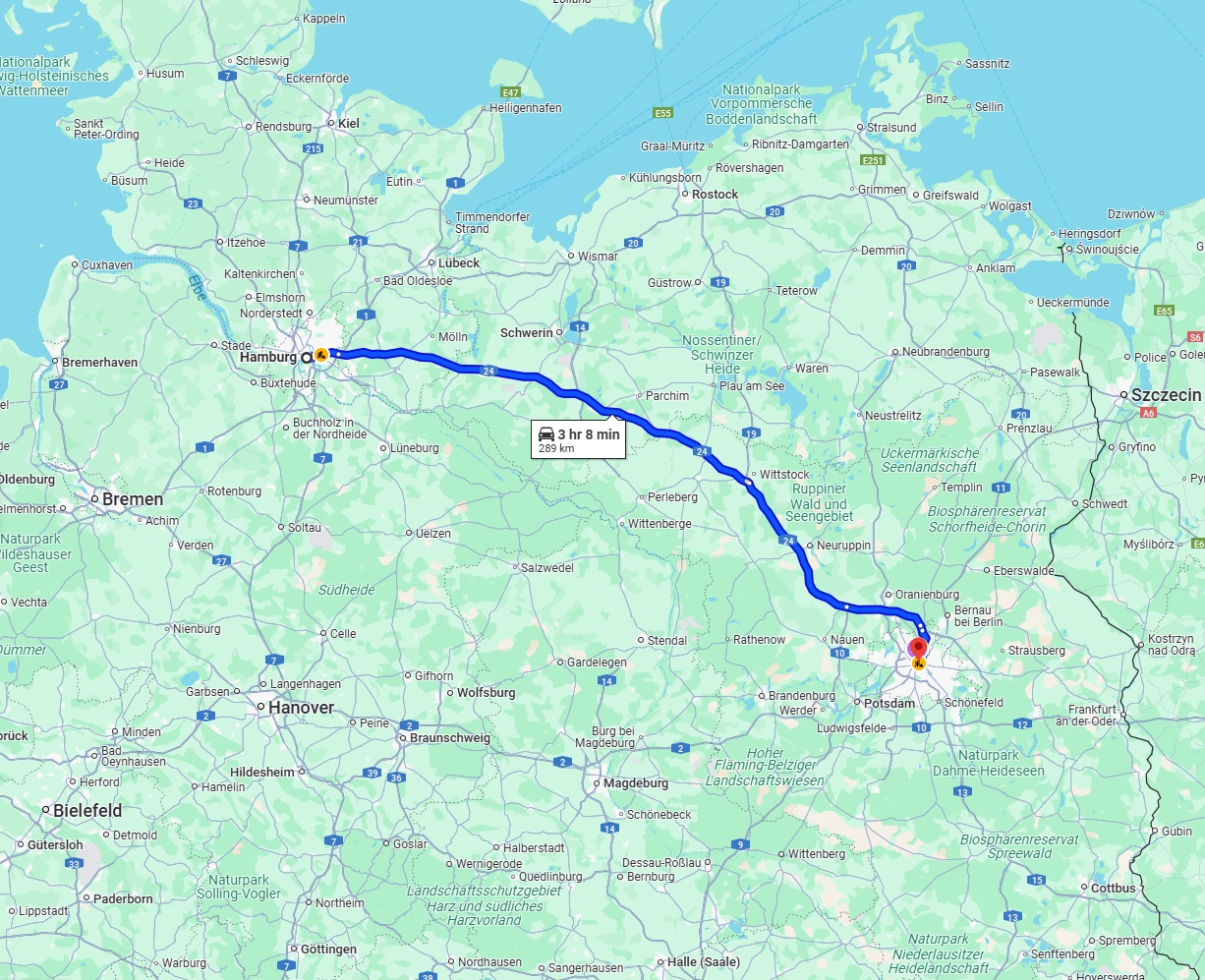 Anreise von Hamburg Zu Berlin Über via A24