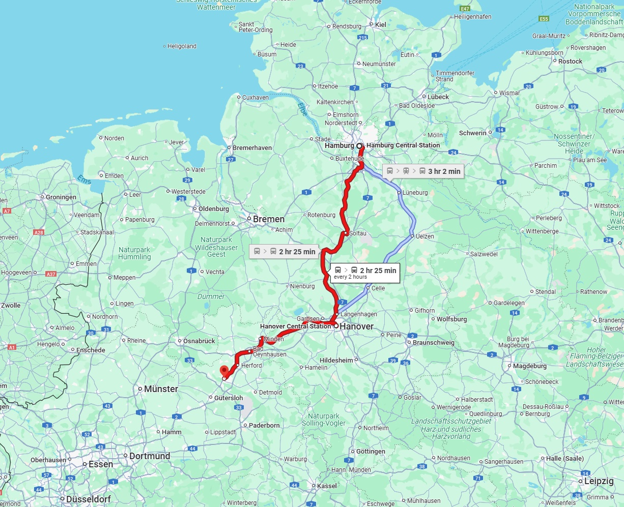 Anreise von Hamburg Zu Bielefeld Über 