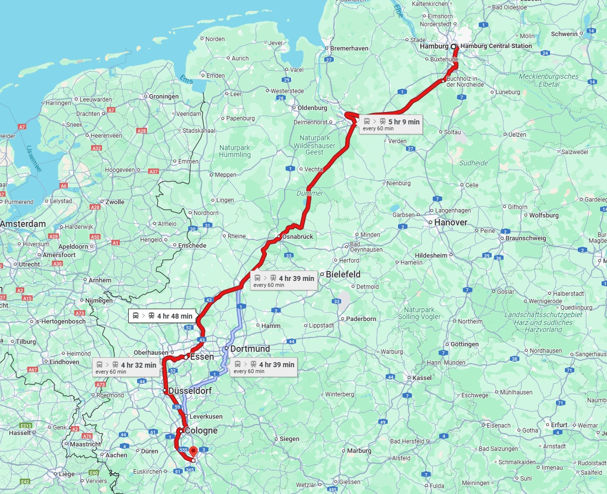 Anreise von Hamburg Zu Bonn Über 