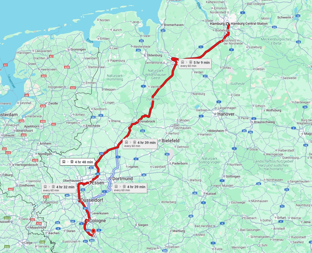 Anreise von Hamburg Zu Bonn Über 