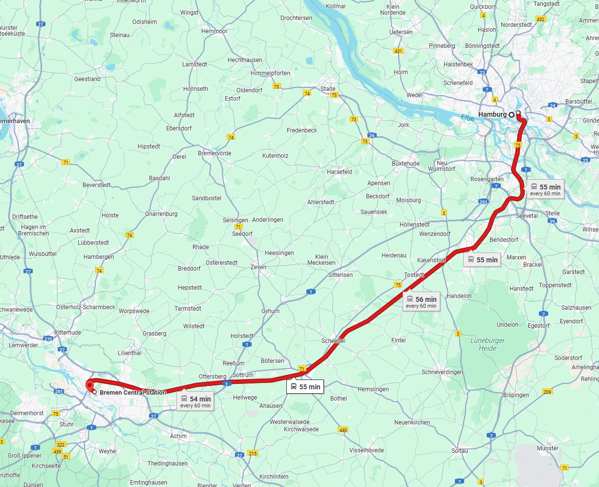 Anreise von Hamburg Zu Bremen Über 