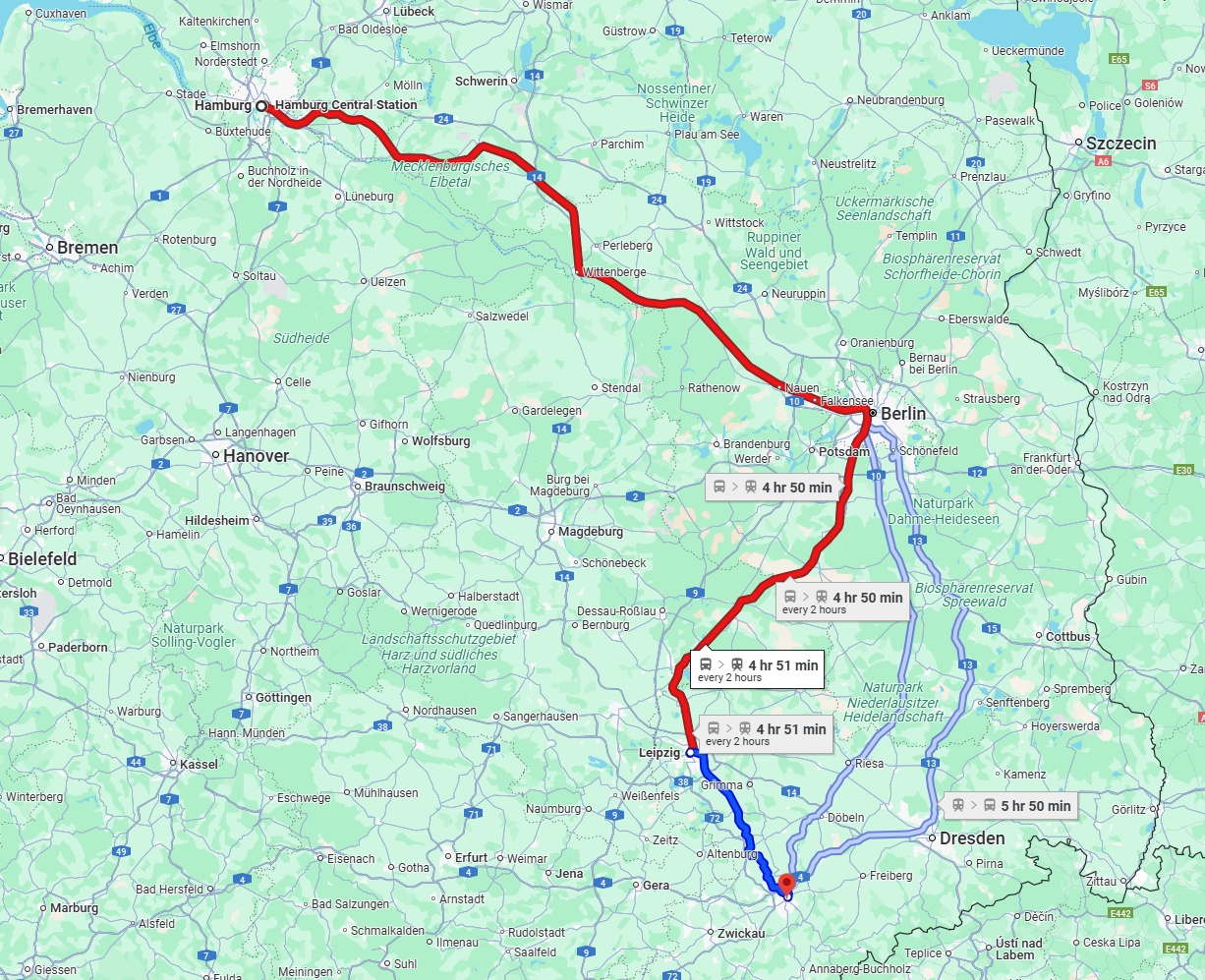 Anreise von Hamburg Zu Chemnitz Über 