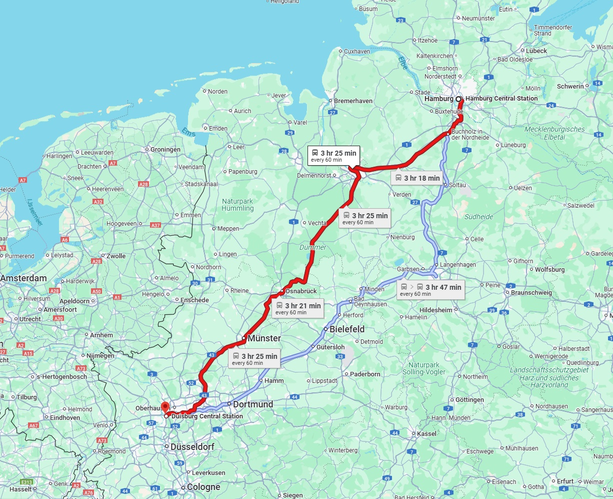 Anreise von Hamburg Zu Duisburg Über 