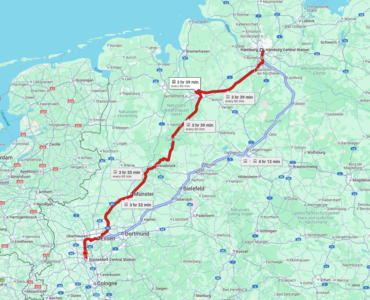 Anreise von Hamburg Zu Düsseldorf Über 
