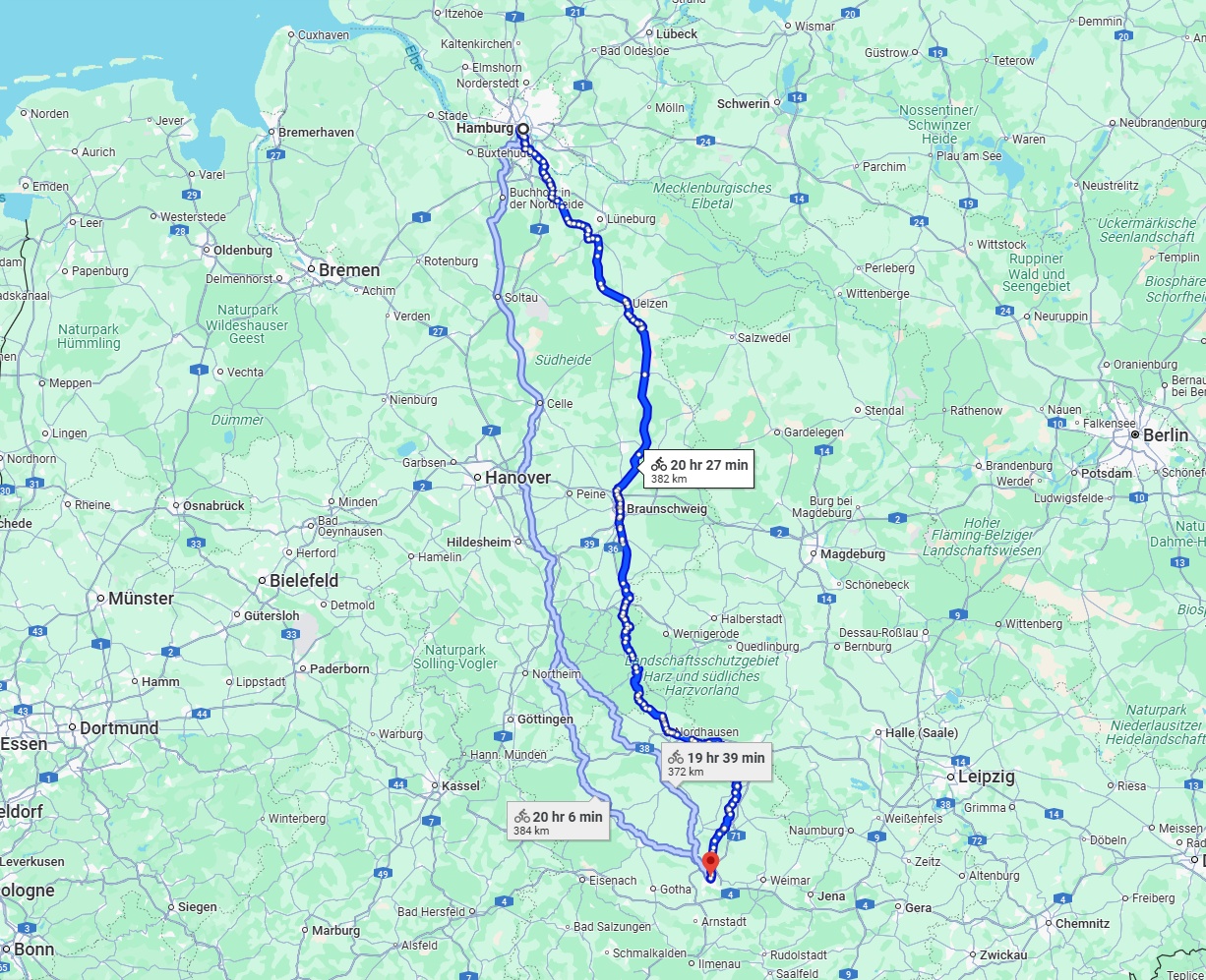 Anreise von Hamburg Zu Erfurt Über 