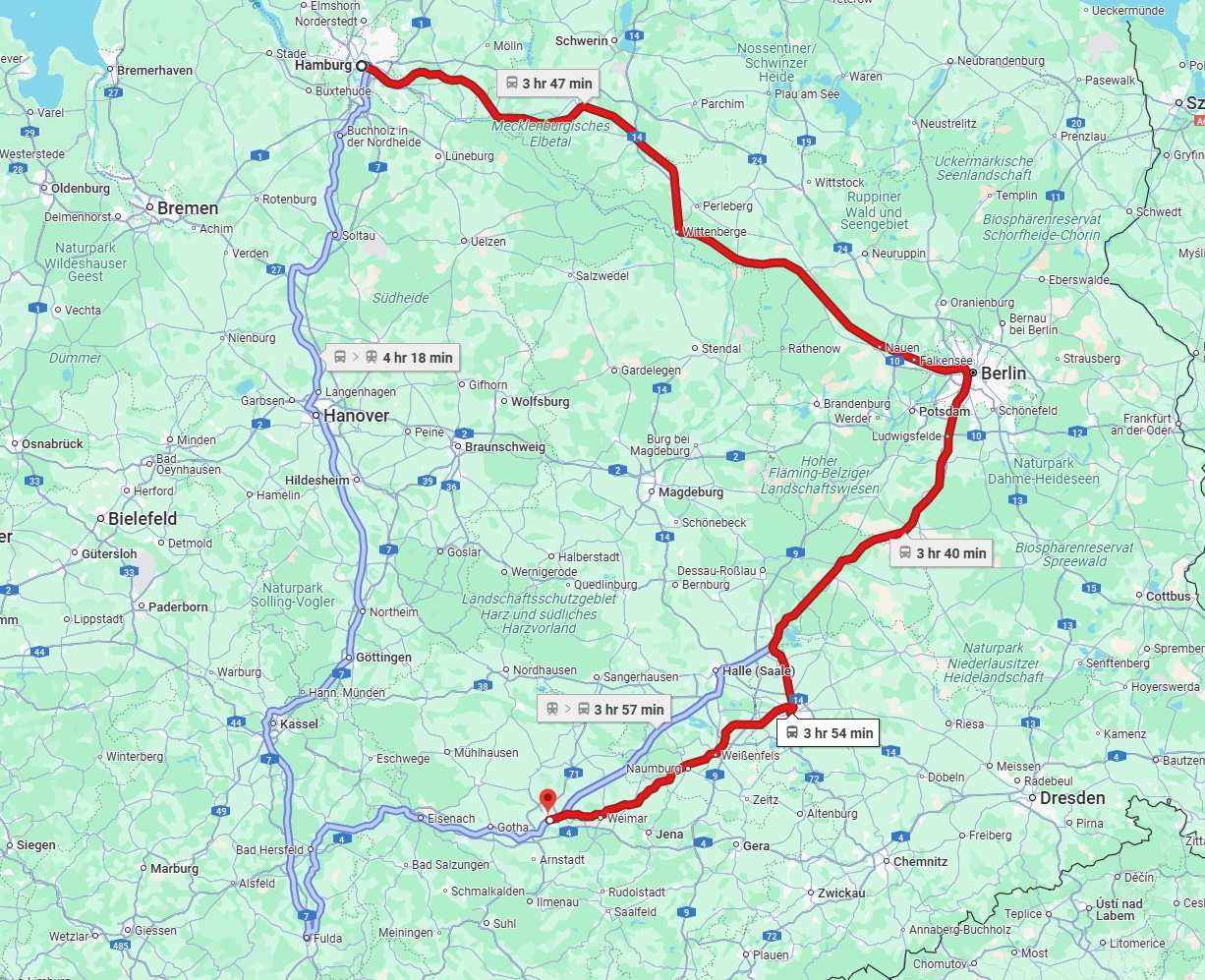 Anreise von Hamburg Zu Erfurt Über 