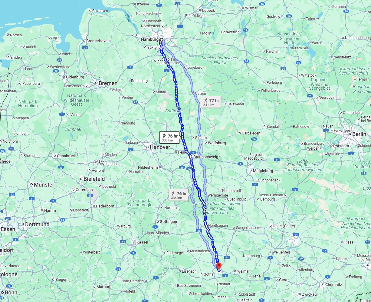Anreise von Hamburg Zu Erfurt Über 