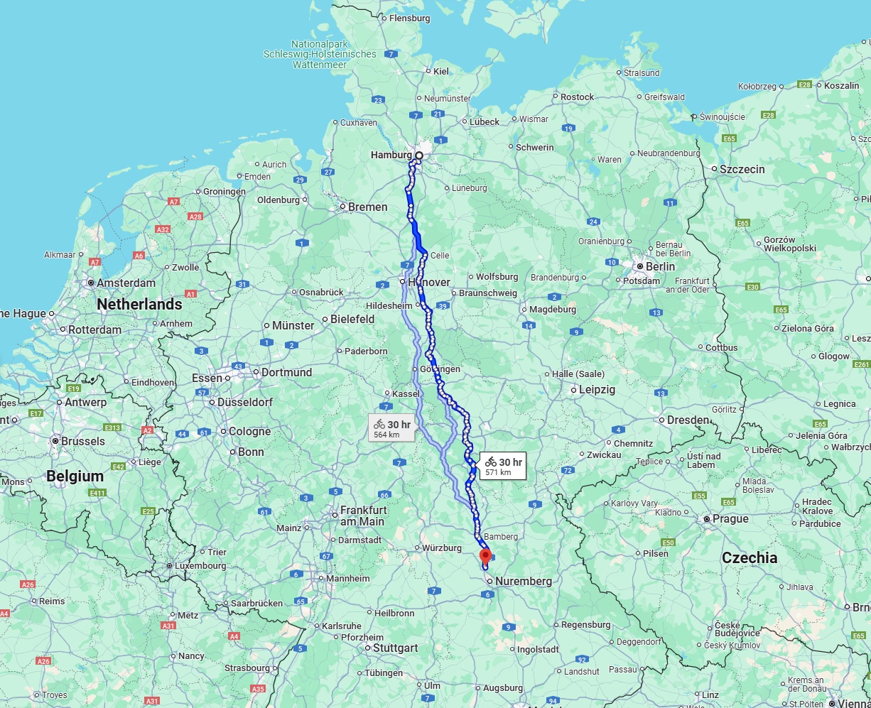 Anreise von Hamburg Zu Erlangen Über 