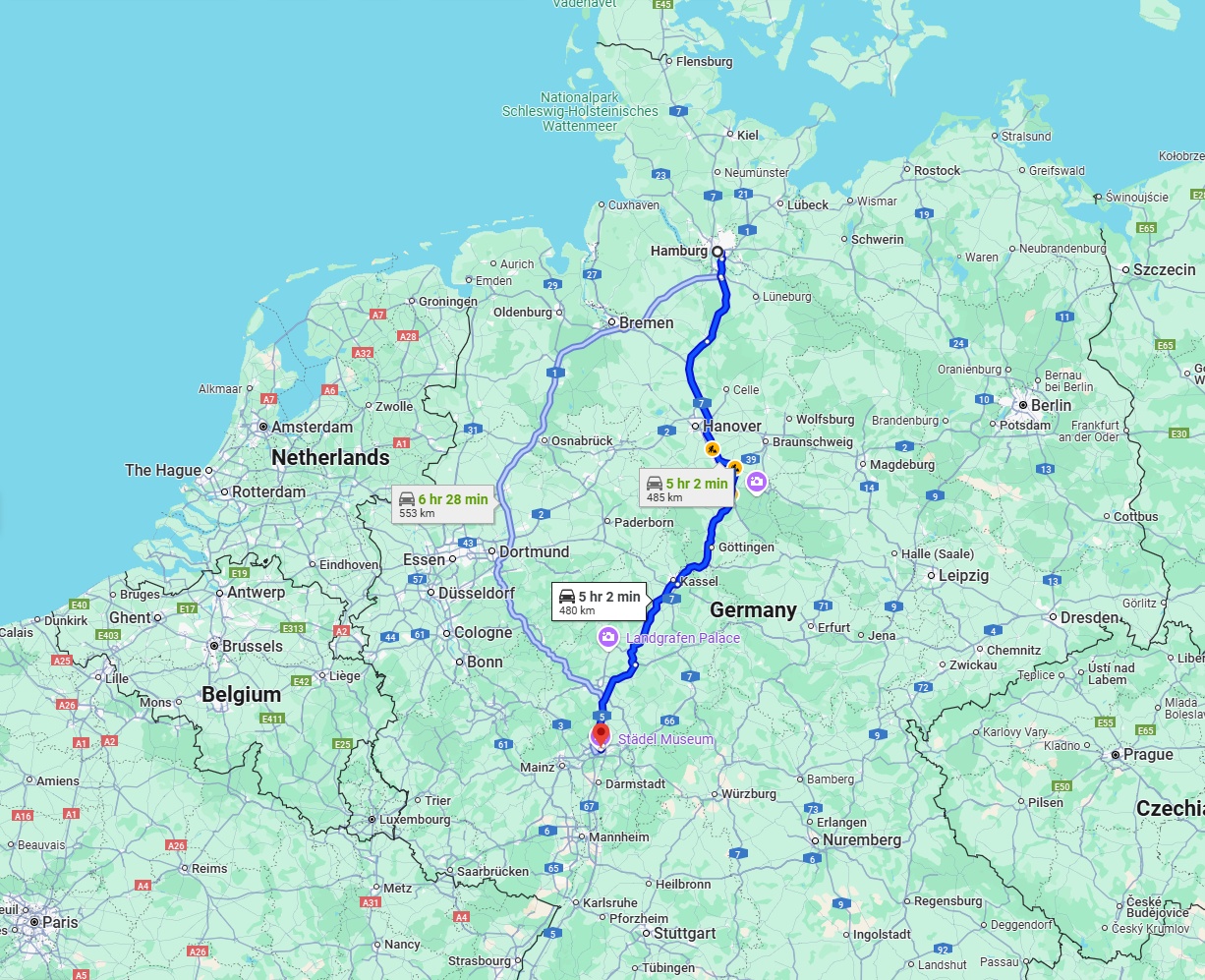 Anreise von Hamburg Zu Frankfurt am Main Über via A7